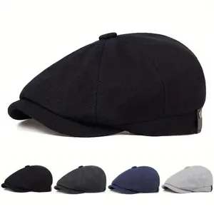 Unisex Solid Color Newsboy Hat Outdoor Sunscreen Leisure Cap Fashion Headwear For Daily Travel And Casual Wear