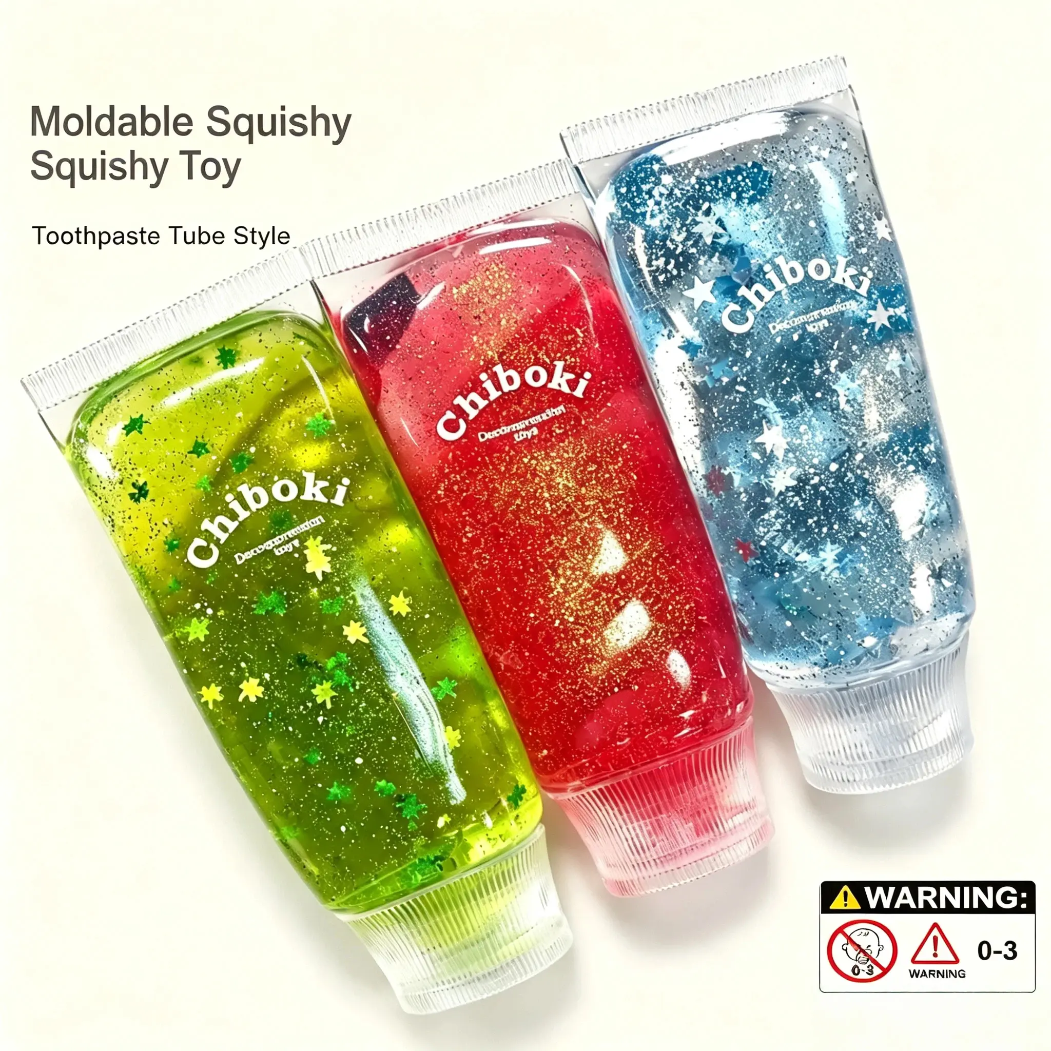Transparent Glitter Toothpaste‑Tube Squishy Toy, 3‑Style Fingertip Stress Relief Fidget, Satisfying Desktop Hand‑Play Gift for Teens & Adults, Toys & Hobbies