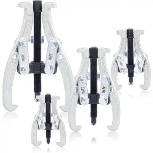 Gear Puller Set, 3" 4" 6" 8" 3 Jaw Puller Kit for Pulley Gear Bearing Flywheel Removal, Heavy Duty Pulley Puller with Reversible Jaws 4 pcs Bearing Puller Tool Kit