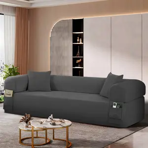 Niccae Spring Sofa with High-Quality Fabric, Pillows & Storage - Pocketed Springs, High-Density Foam, for Living Room, Apartment or Studics