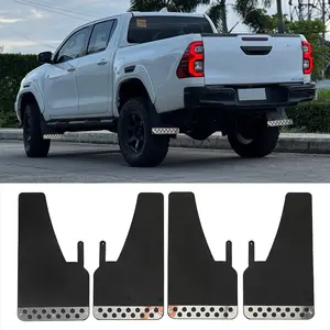 DREAMIZER 4PCS Black Universal EVA Soft Rubber Mud Flaps Mudguards with Round Holes for Pickup SUV with Hardware Front and Rear Car Accessories Automotive Protector
