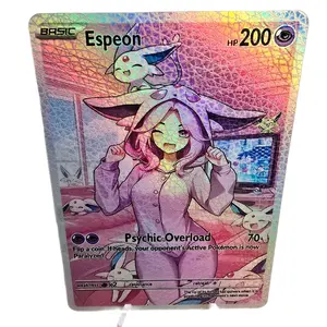Espeon Cozy Slumber Series Custom Card - Rainbow OR Confetti Holo NEW Rainbow Texture Version!