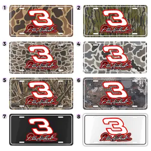 Dale Earnhardt #3 Signature License Plate 6x12, NASCAR Racing Camo Car Tag, Woodsman Hunting Style Aluminum Truck Decor, Rugged Outdoor Motorsports Sign