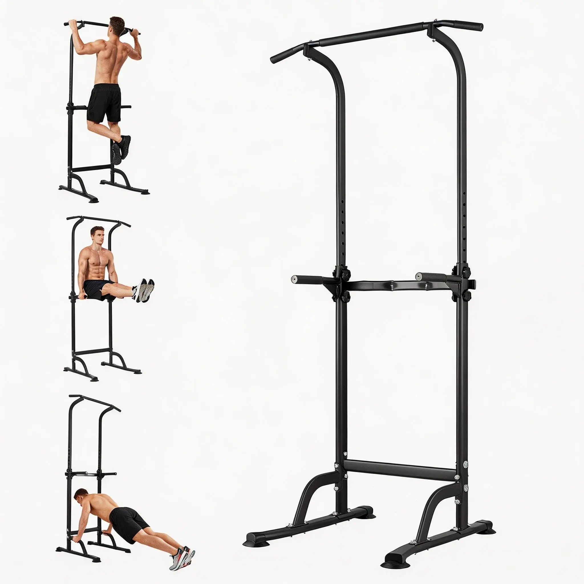 GARVEE Pull Up Dip Station – Adjustable Power Tower with 10 Levels, 330LBS Capacity, Heavy Duty Steel Frame, Home Gym Strength Training