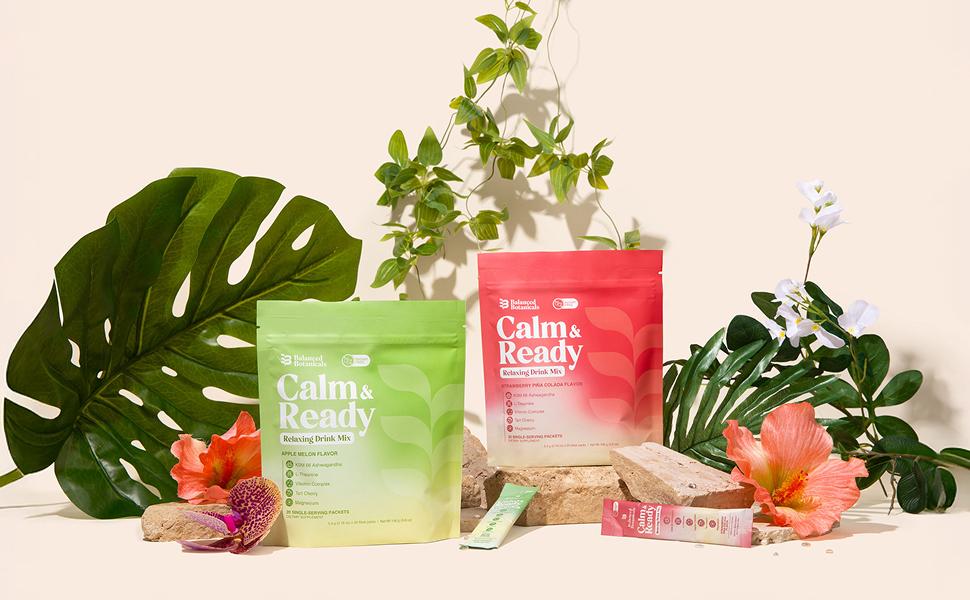 Balanced Botanicals Calm and Ready Powder Drink Mix, with Magnesium Glycinate, Ashwagandha KSM 66, L Theanine, and Tart Cherry, Relaxation Support Supplement Balanced Botanicals Calm and Ready Powder Drink Mix, with Magnesium Glycinate, Ashwagandha KSM 66, L Theanine, and Tart Cherry, Relaxation Support Supplement