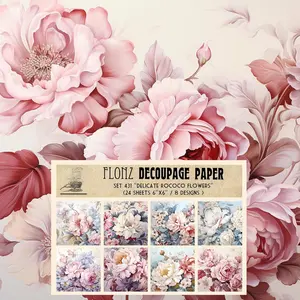 Decoupage Paper Pack (24 Sheets 6"x6") Delicate Rococo  #  Styled  Paper for Decoupage, Craft and Scrapbooking