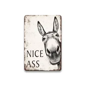 Nice Ass Metal Sign - Donkey Bathroom Sign Decor Funny, Humor Vintage Signs for Bathroom, Restroom, Farmhouse, Home Wall Decor Art, Cool Donkey Gifts for Women Men, 8 x 12 inch