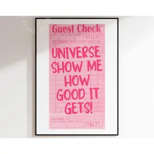 Guest Check Print Trendy Wall Art Guest Check Poster Preppy Print Universe Show Me How Good It Gets Retro Print Girly Dorm Art Aesthetic