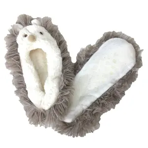 Fashion Culture Women's Hedgehog Fuzzy Slipper Socks 5-7, Beige One Size FCS4298 Womenswear Comfortable Cute Comfort Footwear Smooth