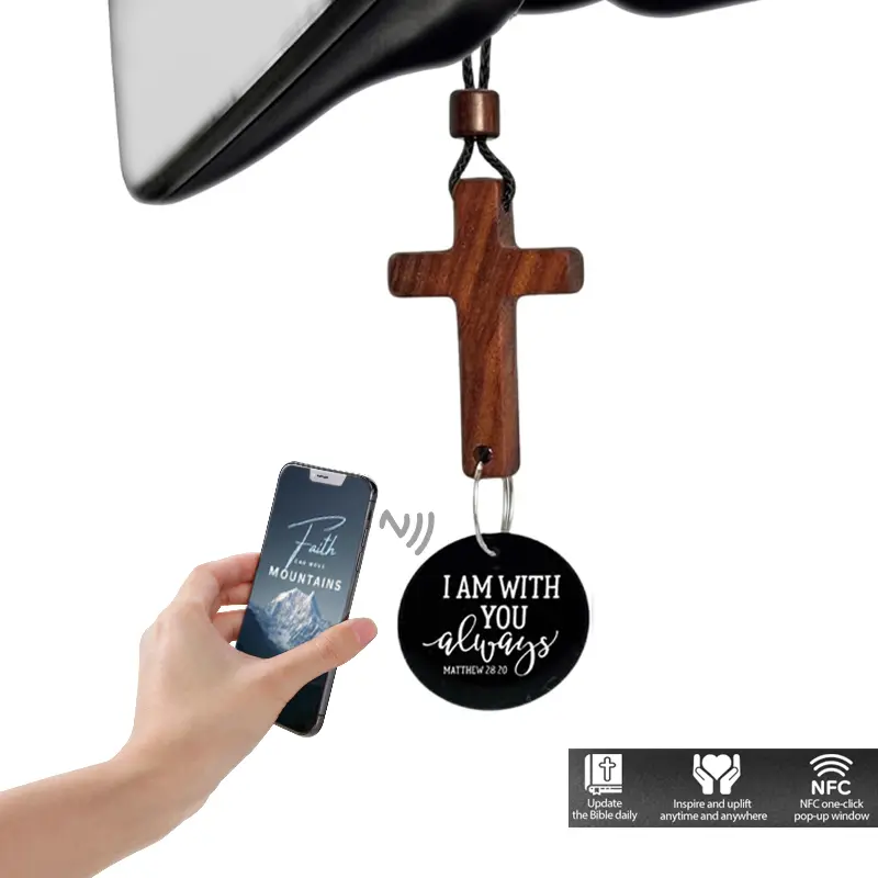 Bible Verse Car Rearview Hanging Cross Ornament, Car Rearview Mirror Cross Pendant, Christian Accessories faith