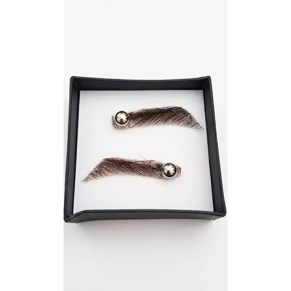 Men's Handmade Natural Human Hair Eyebrows, 6.5cm Black Arch Shape, Not Visible HD Lace Base, Waterproof, Heat Resistant, with Double Sided Adhesive Tape Included, Double Sided Tape, Male, Feathered Flow, Pre-Pasted