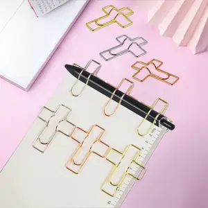 5pcs Metal Cross Pen Clip & Notebook Stand, Stainless Steel, Ideal for Journals, Bibles, Office Desk Accessories, Desk Tidy