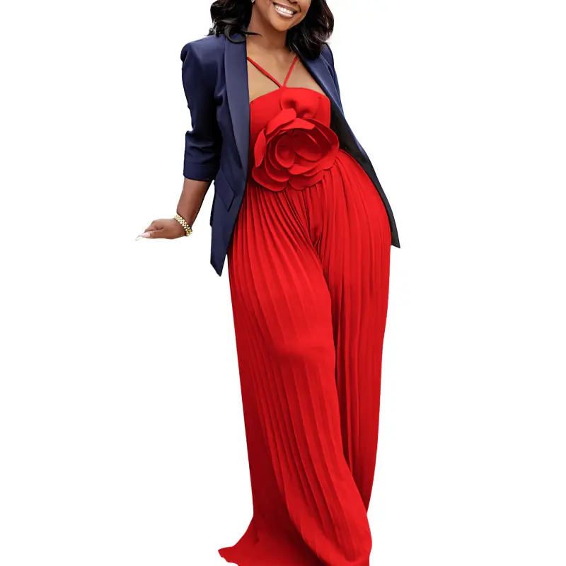Summer Autumn Women's Jumpsuit with Large Flower Pleated African Style  Light Womenswear Check Overalls Gamis Basic Fitted Sleeveless Minimalist  Minimalist - TikTok Shop