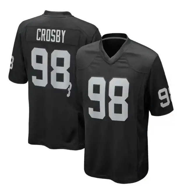Full Logo #98 Crosby Football Jersey, Men’s Black White Fan Jersey, Short Sleeve Sports Shirt, Game Day Apparel, Football Fan Gear