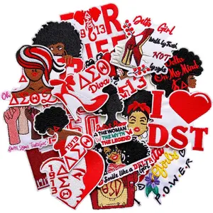 18 count Delta Sigma Sorority Theta Iron on Patches Paraphernalia, Cute Embroidered Trucker Hat Patch Sew on Repair Applique for Bags Jackets Clothes