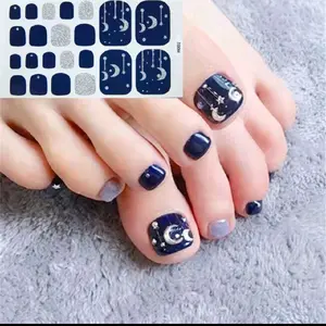 5 Pack Adhesive Toenail Polish Wraps Stickers Flower Marbling Nail Strips