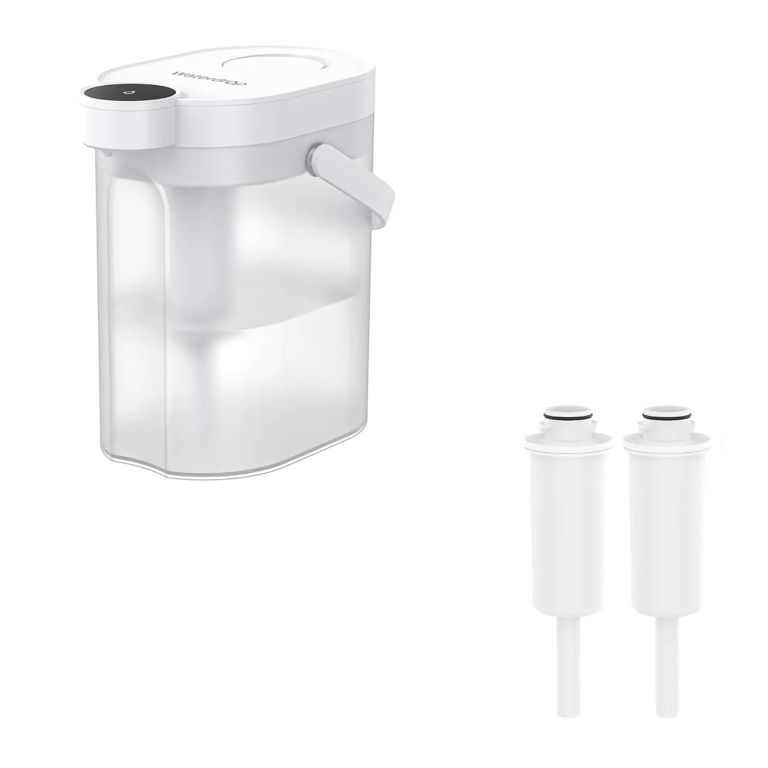 White Plastic 17-Cup Water Filter Pitcher Dispenser - Easy-Filling Lid, 10x10in, 2 Replacement Cartridges, Family-Focused Kitchen Filtration System for Daily Use, Cost-Effective, Purifies Water, Reduces Bad Taste