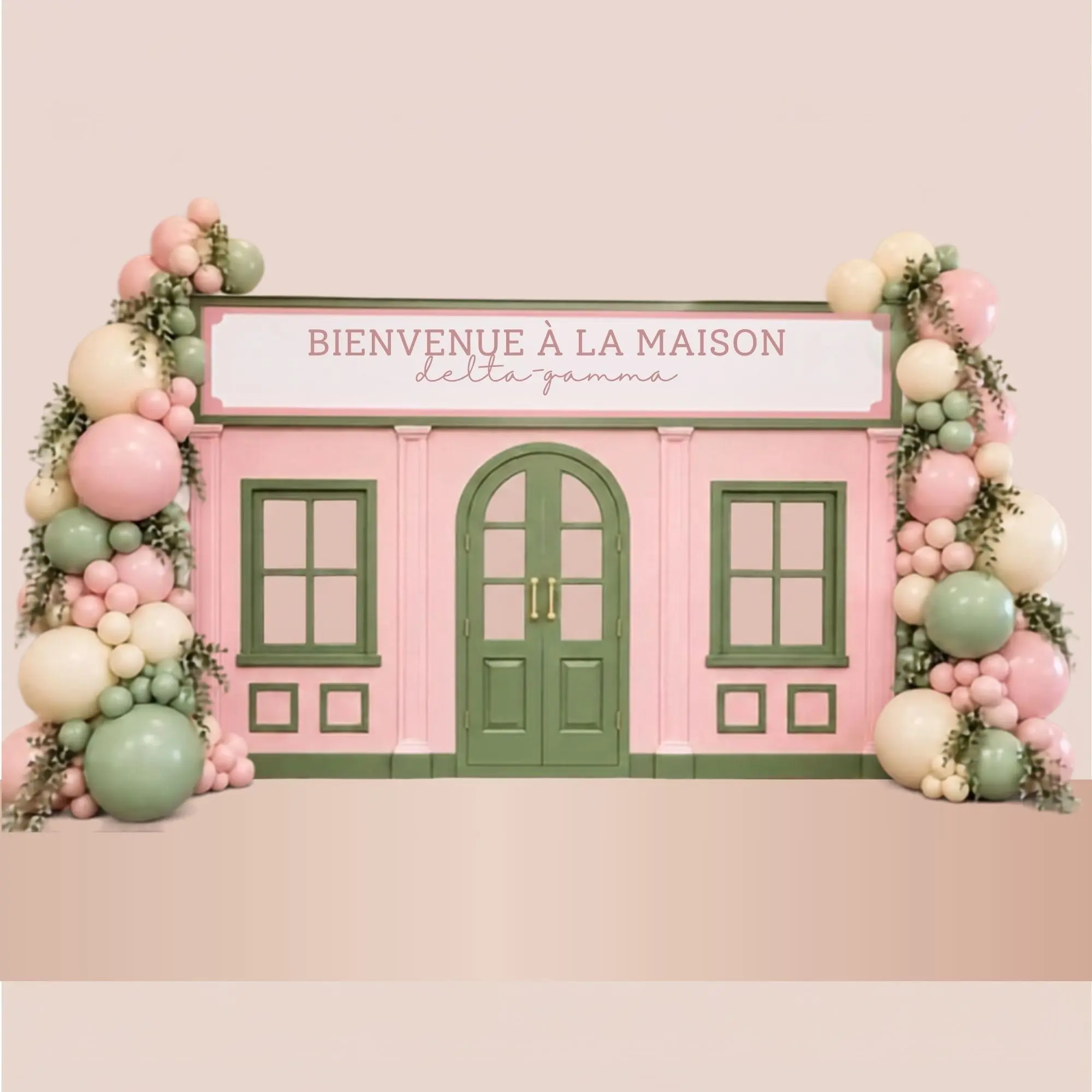 Parisian Shopfront Festive Party Backdrop - Balloon & Lace Decor Banner with Coroplast Foamboard Base, Home & Event Decoration Supplies