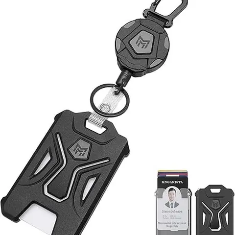 MNGARISTA 2-Piece Durable Heavy-Duty Retractable Badge Reel Set with Guardian Card Holder - PC Material, 31.5-Inch Telescopic Rope Keychain, Anti-Rust Steel, Anti-Oxidation, Large Capacity, Carabiner, Stylish Convenient Work Fashion Accessory