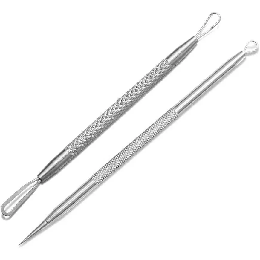 2-Piece Pimple Popper & Blackhead Remover Kit - Professional Stainless Steel Facial Tool for Acne Removal, Face Care Products, Ergonomic, Blackhead Cleaning Instrument, Pimple Extractor
