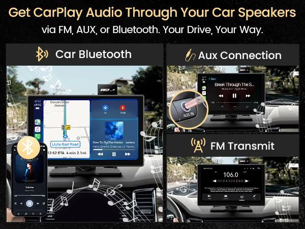 IK9 9" Wireless CarPlay & Android Auto Screen, Portable Car Stereo with 4K Dash Cam & 1080p Rear Camera, CarPlay with Backup Camera, Touch Screen GPS Display, Mirror Link, Apple Car Play Screen, Free 64GB