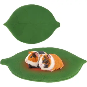 Guinea Pig Bedding Mat Washable, Ultra Soft Fleece Warm Small  Beds, Absorbent &   Winter Sleeping Pad for  Hamster  Hedgehog Chinchilla Ferret, Leaf 12"x18"