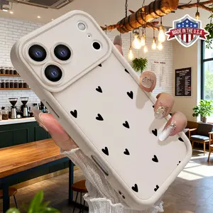 Cute Minimalist Heart Pattern Phone Case for iPhone 17 16 15 14 Pro Max 13 12 11 XR XS Plus Slim Lightweight Shockproof Anti Drop Protective TPU Cover