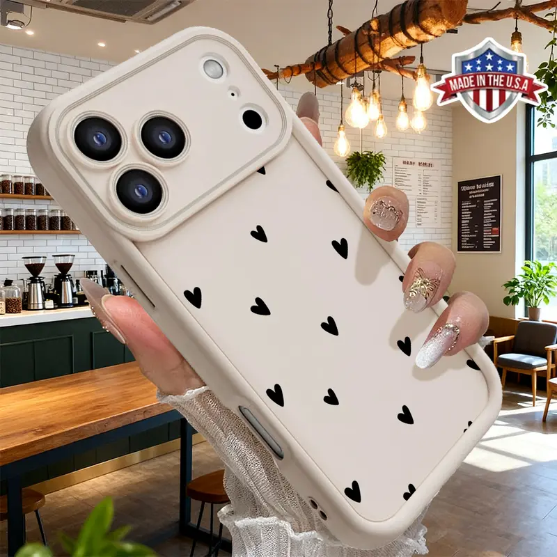 Cute Minimalist Heart Pattern Phone Case for iPhone 17 16 15 14 Pro Max 13 12 11 XR XS Plus Slim Lightweight Shockproof Anti Drop Protective TPU Cover,promax