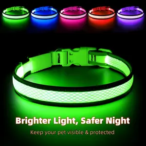 USB Rechargeable LED Dog Collar Lights, Adjustable Comfortable Soft Mesh, Safety Collar for Small Medium Large Dogs, Durable Stylish Design