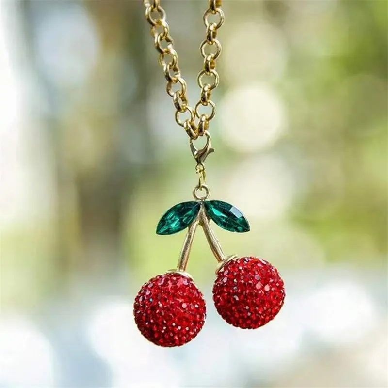 Stereo Cherry Car Rearview Mirror Hanging Ornament, Personalized Interior Decoration, Goddess Style Car Accessory, Automotive Decor, Aesthetic Car Accessory