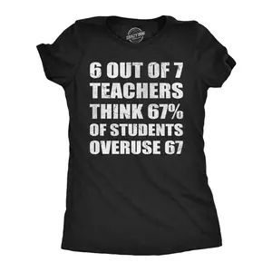 Womens Funny T Shirts 6 Out Of 7 Teachers Think 67% Of Students Overuse Six Seven Sarcastic Graphic Novelty Tee For Ladies Funny Womens T Shirts Cute Vintage Fashion Casual Ladies T-Shirt Gift Meme Tops for Black - 6