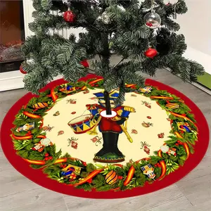 JIT 1pc Christmas Nutcracker Christmas Tree Decoration Tree skirt, Christmas print pattern, Christmas family holiday party tree skirt decoration, machine washable, comfortable birthday and beautiful Christmas gift all year round