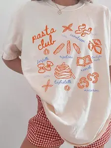 Pasta Club” Italian Pasta Hand-Drawn Oversized T-Shirt | Casual Foodie Cuisine Streetwear Top | Premium Cotton Fabric | Retro Culinaria Aesthetic | Relaxed Oversized Fit | Iconic Pasta Variety Print | Versatile Daily Wear | Perfect for Pasta Lovers/Foodie