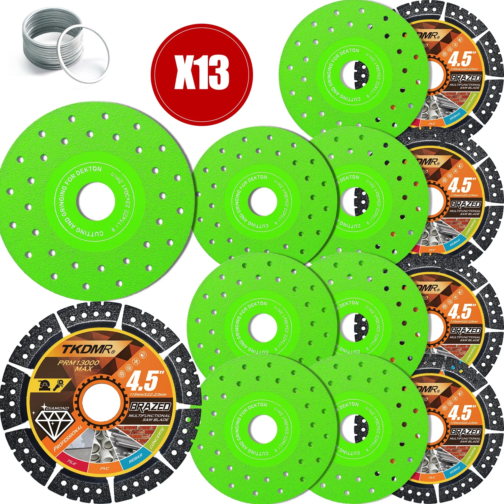 TKDMR 4.5 Inch Angle Grinder Diamond Disc Set, Diamond Grinding Wheel & Segmented Saw Blade Combo for Tile Concrete Marble Stone Cutting & Grindingangle grinder tool