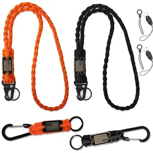 2/4PCS Heavy Duty Paracord Lanyard  with  Flag, Braided key lanyard for  for men Long/Short