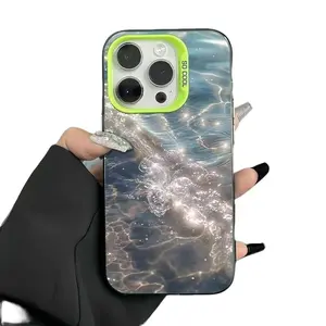 New Blue Sea Water Color Silver Shell Case for iPhone 17/17 Pro/17 Pro Max, iPhone 16/16 Pro/16 Pro Max, iPhone 15/15 Pro/15 Pro Max