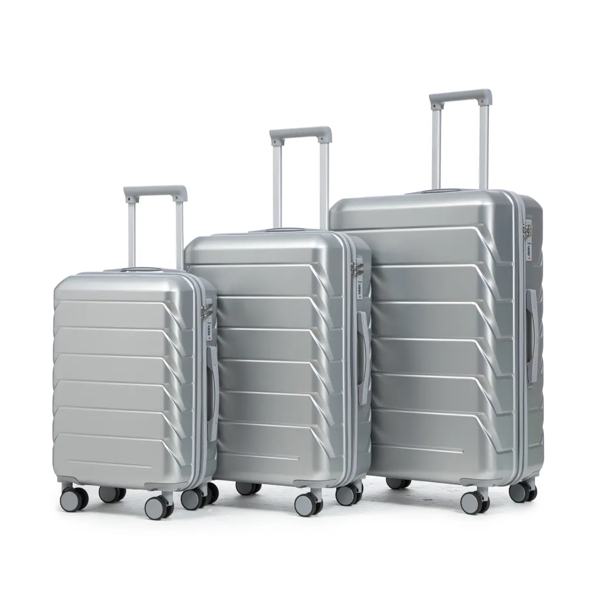 3 Piece Luggage Set, ABS Hard Case Luggage Sets with Spinner Wheels, Hardshell Carry on Suitcase, Travel Suitcase with Combination Lock, 20/24/28 Inch (Silver)