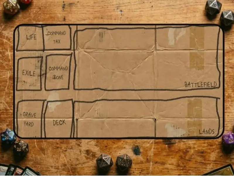Homeless Man TCG Playmat (Lefty Version) | Funny Play Mat | 12" x 22" Neoprene Game Mat | Cardboard Design | EDH Playmat | Hemmed Sewn Edge