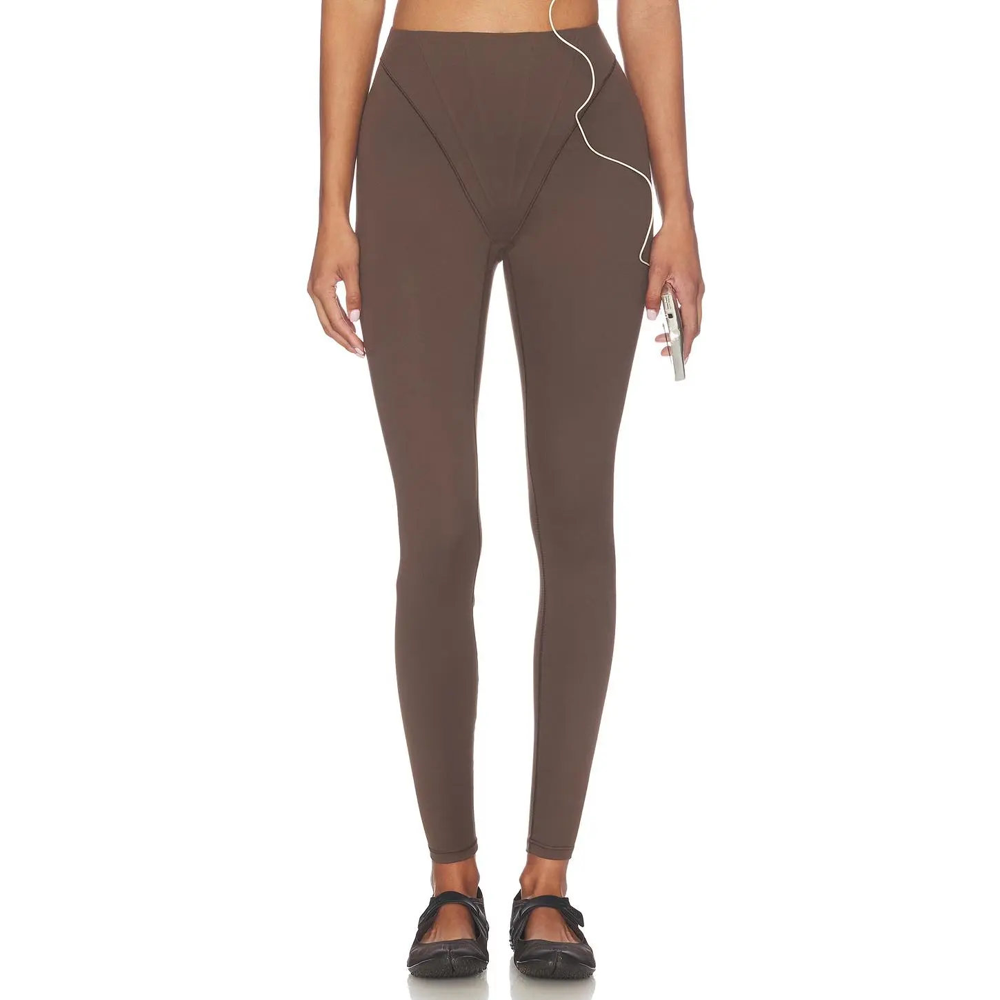 NikeSKIMS Matte Corset Leggings in Dark Sepia