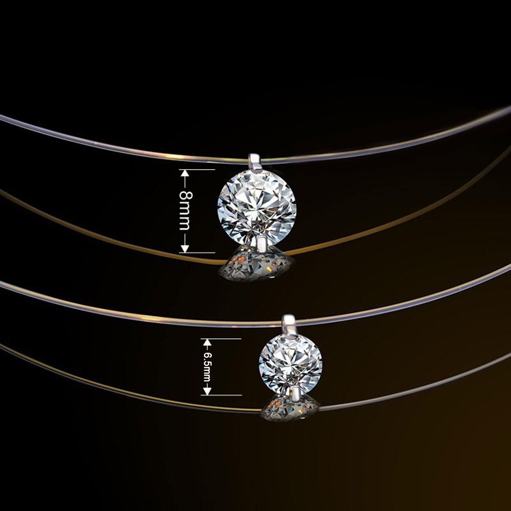 D VVS1 2 Carat Moissanite Pendant Necklace For Women  Sterling Silver Transparent Fishing Line Chain Party Fine Jewelry GRA