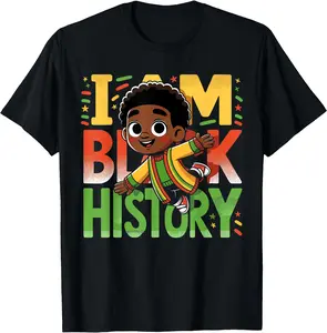 I Am Black History Kids Boys Black History Month T-Shirt Cotton