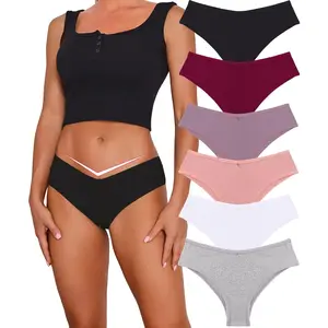 10 Pack Womens Cotton Underwear Sexy Stretch V-Waist Ladies Panties Low Rise Cotton Cheeky Hipster S-XXL