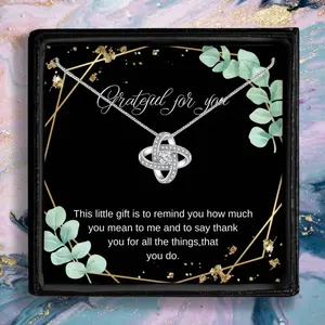 Personalized Enduring Love Knot Necklace, Cubic Zirconia, Thank You Gift, Gift of Thanks, Grateful for you, Gratitude Gifts, Gift of Gratitude for her