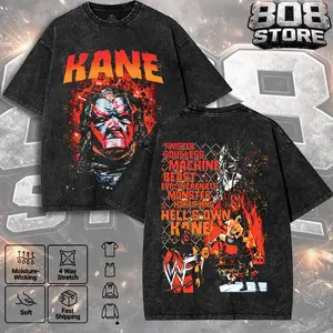 KANE Washed T-Shirt, Vintage Graphic Design | Iconic Wrestling Print | Classic Fan Apparel Cotton Fabric
