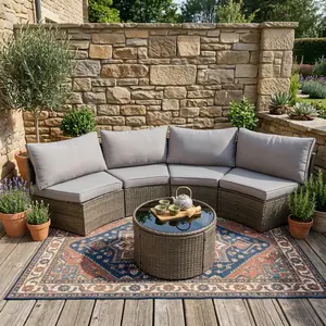 Outdoor Patio Furniture Half-Moon Sectional Round Patio Furniture Set Sofa