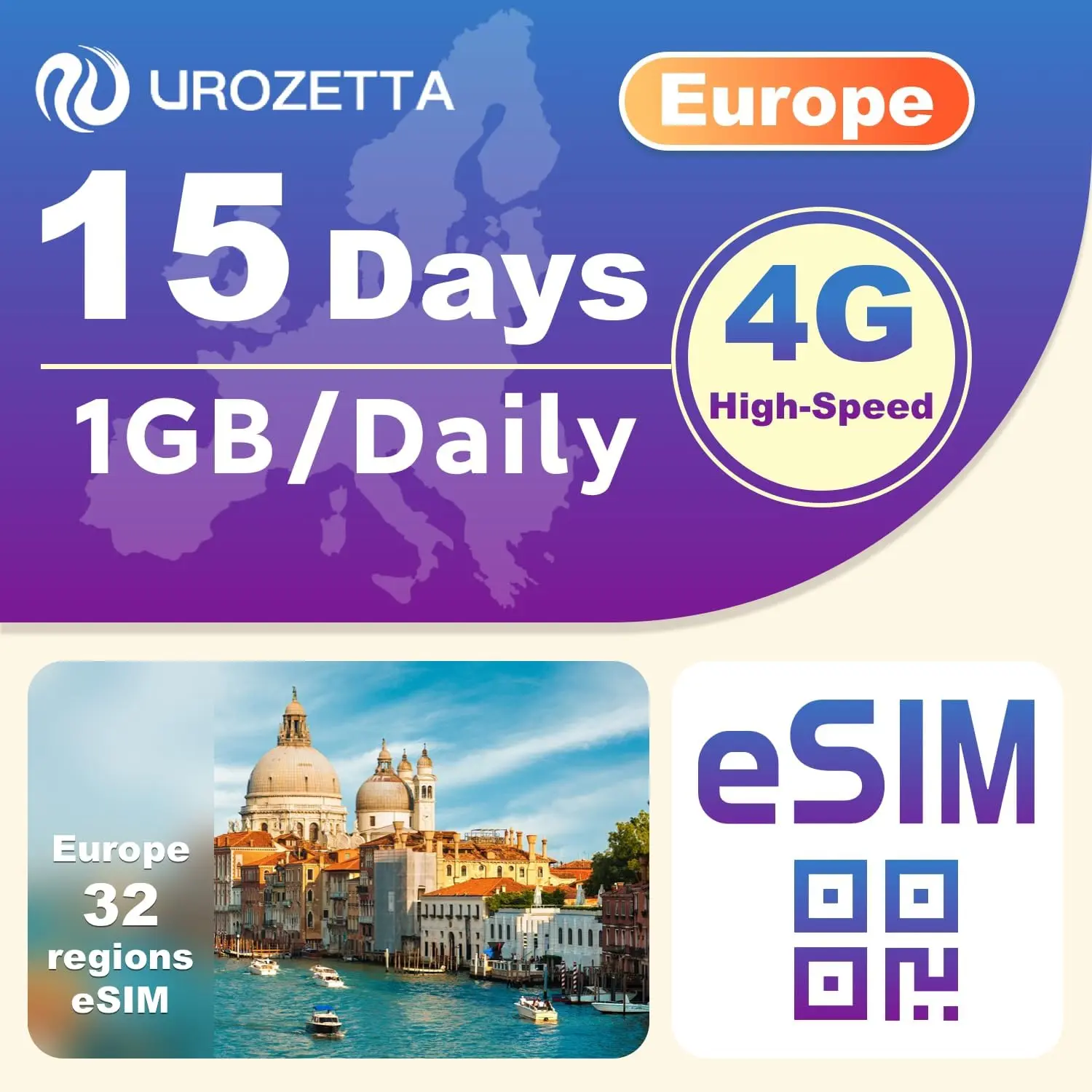 eSIM 15 Days for 30+ European Countries | 1GB Daily High-Speed 4G LTE + Unlimited Network at Reduced Speed | Easy Activation | Hotspot Allowed | Prepaid eSIM for Travel, Business, etc.