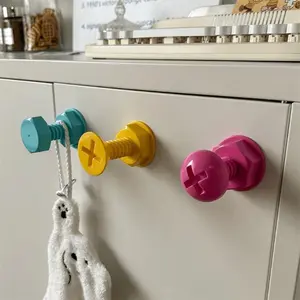 3pcs/1set Cute Hook Creative Screw Hook Behind The Wall Door Coat And Cap Hook Adhesive Punch-Free Hook Load-Bearing Wall Mount Coat Hook for bedroom wall decor, Aesthetic room decor, Wall Mounted Hook