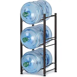 Water Jug Holder, 5 Gallon Water Bottle Storage Rack for Water Dispenser, Water Cooler Jug Rack, 3 Tier Water Jug Stand, 5 Gallon Water Bottle Holder (3 Tier, Dark Brown)