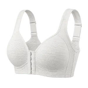 EssElegance Premium Front Closure Bra - Upgraded Adjustable Straps & Wide Hook Design. Superior Wireless Lift, Ultra-Soft Ribbed Fabric, and Smooth Back Coverage. Experience Unmatched Luxury & Secure Fit.