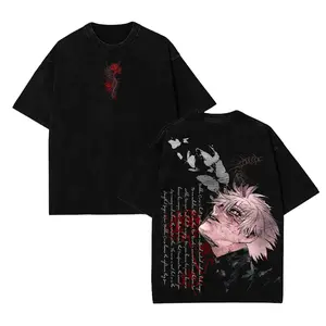 Ken Kaneki Tee – Tokyo Ghoul Vintage Wash T-Shirt, Oversized Unisex Anime Merch, Oversized Soft Cotton Unisex Streetwear, Casual Anime Apparel